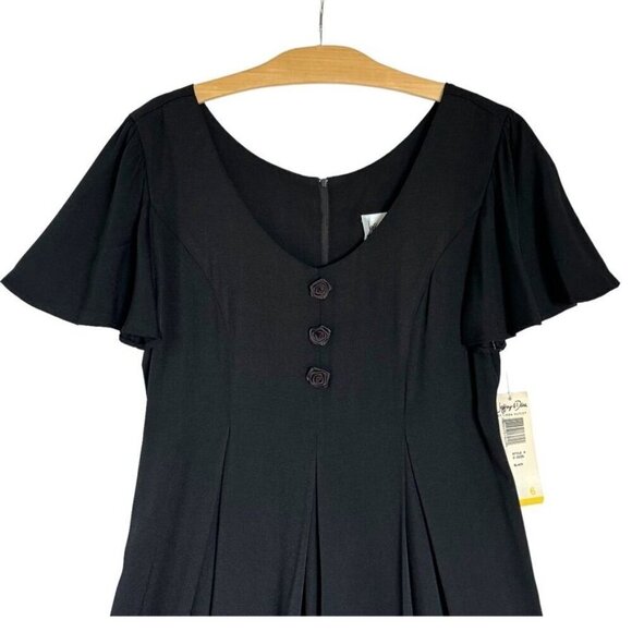 Vintage Jeffrey & Dara by Linda Hutley Black Loose Wide Leg Jumpsuit Size 6 NWT - Picture 3 of 10